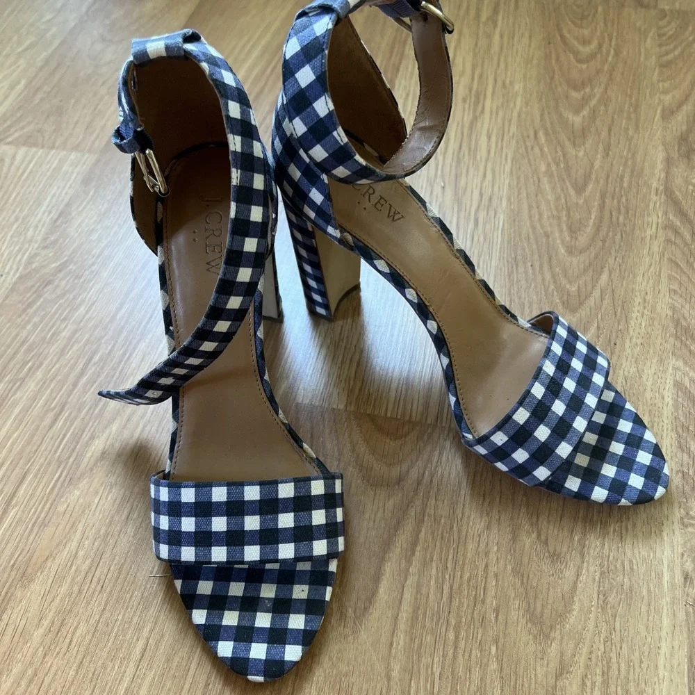 J Crew Gingham High Heel Shoes Womens Size 9 Wedding 4